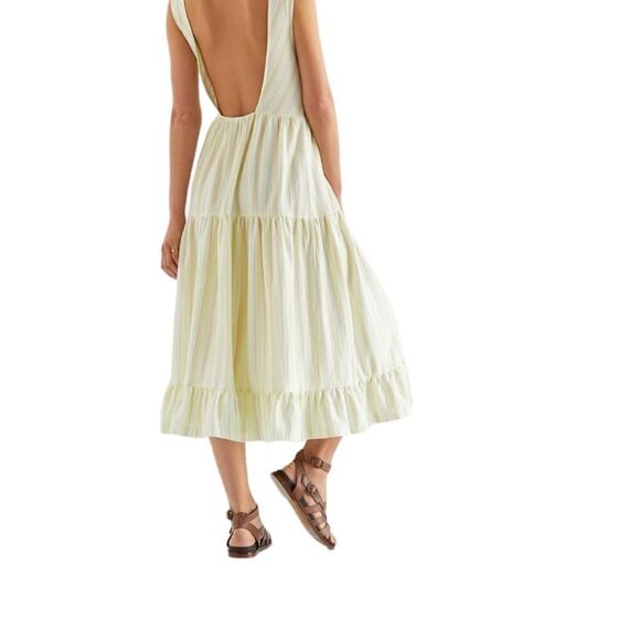 Anthropologie Striped Tier Maxi Dress neutral motif S - Picture 2 of 8